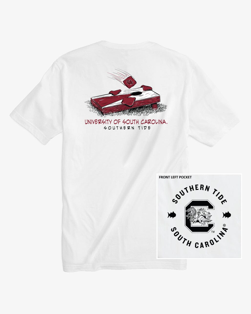 The back view of the FSU Seminoles Cornhole T-Shirt by Southern Tide - Classic White